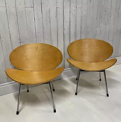 2 X Mid Century Ply Chairs Danish Vico Fritz Hans 70s 80s Lounge Garden Dining • £295