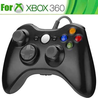 Black Wired USB  Game Controller Gamepad For Microsoft XBOX 360 & PC WIN 7 8 10 • $15.99