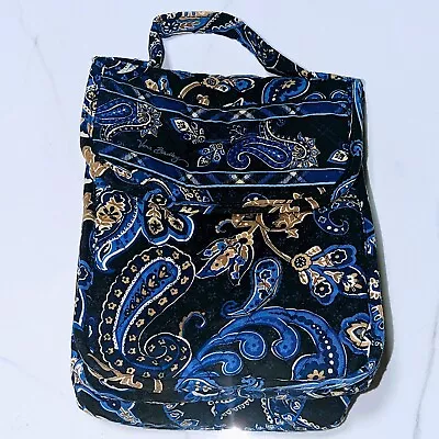 VERA BRADLEY Blue Paisley Quilted Lunch Bag Top Handle Vinyl Lined Plaid Lined • $11.99