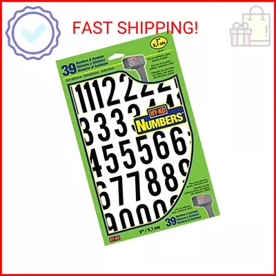 Hy-Ko Products MM-7N Self Adhesive Vinyl Numbers 2  High Black & White 39 Piec • $4.06