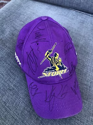Melbourne Storm Media Cap Signed Cameron Smith Addo-Carr Proctor Bromwich Jersey • $99.95