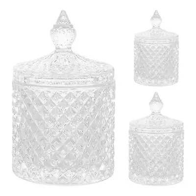 Decorative Glass Storage Jar Apothecary Jar Sweets Candy Cookies Jar With Lid • $34.76
