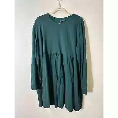 ZARA Emerald Green Long Sleeve T-Shirt Dress Sz XL • $10.80