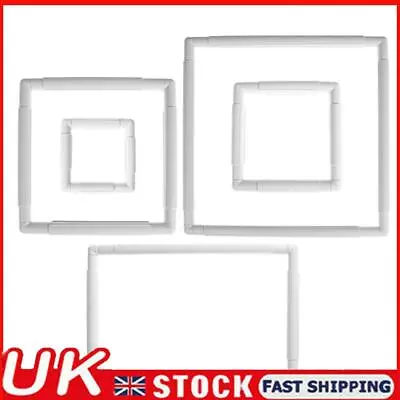 PP Embroidery Frame White Square Shape Scroll Frame For Cross Stitching Quilting • £7.59