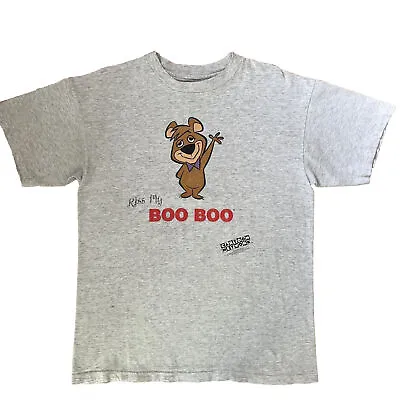 Vintage Yogi Bear Kiss My Boo Boo Shirt Large Gray 90s Stanley Desantis Cartoon • $60