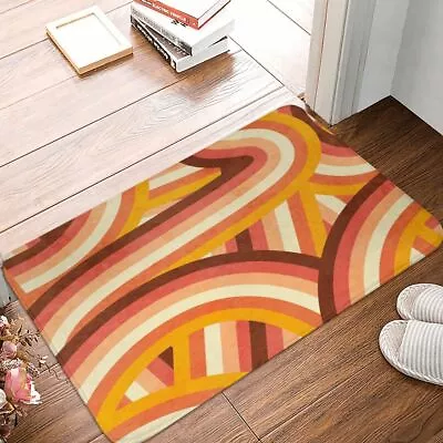 Vintage Orange 70's Style Rainbow Stripes Doormat Rug Floor Mat Entrance Bedroom • $8.79