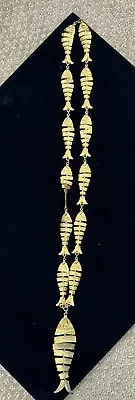 Vintage Jewelry Articulated Fish Gold Tone Statement Necklace 21” • $60