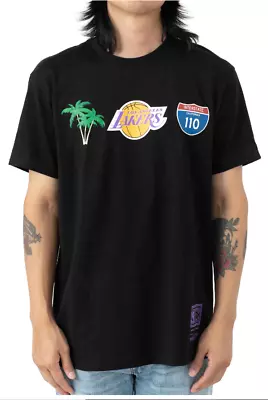 Mitchell & Ness Los Angeles Lakers NBA INTERSTATE Palm Tree T-Shirt Black Medium • $29.94