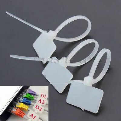 100 Pcs Zip Ties Write On Ethernet RJ45 RJ12 Wire Power Cable Label Mark Tags • £4.43