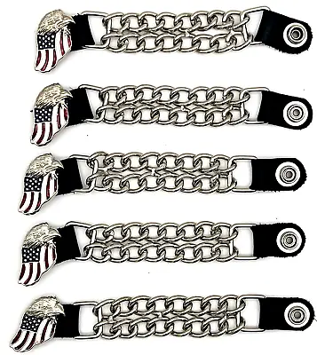 5 American Flag Eagle Double Chain Motorcycle Biker Vest Extender Made In Usa • $34.99