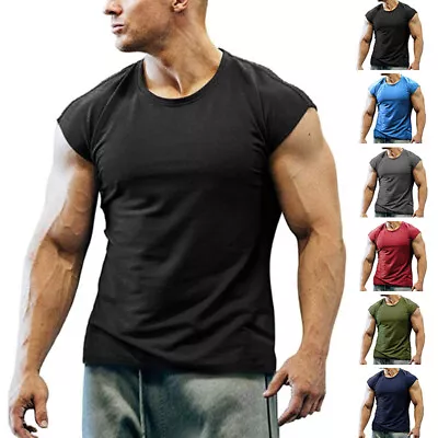 Mens Gym Sports Tank Tops Fitness Cap Sleeve Muscle T-Shirt Summer Vest Singlet • $12.86