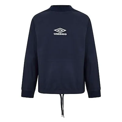 Umbro Mens Drill Sweat Top Crew Sweater Collared Drawstring • £41.99