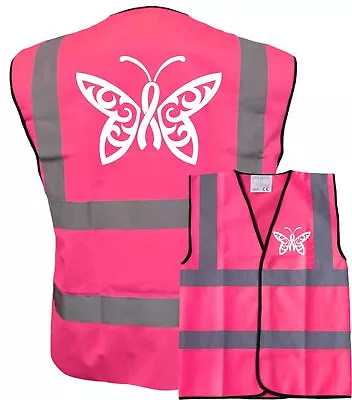 Butterfly Cancer Logo Hi Vis Pink Vests Charity Walks Mud Runs Race For Life • £7.99