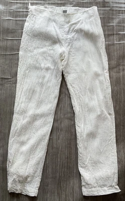 £41 • Buy Crea Concept Linen Wide Leg Ivory Crinkle Trousers 44 UK 16