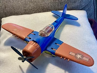 Vintage WWII Hubley Kiddie Toy 495 Red Blue Yellow Airplane Diecast Metal • $35