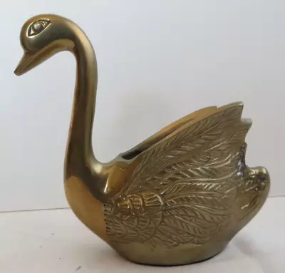 Vintage Brass Swan Planter Paperweight Desktop Decor Succulant 5  Elegant • $9.99