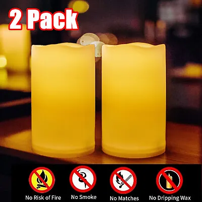 £9.99 • Buy 2 Pack Outdoor Indoor Flameless LED Battery Operated Pillar Candles With Timer