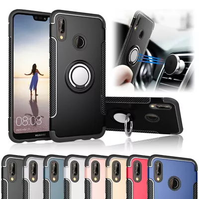 For HUAWEI NOVA 3e P30 Pro Dual Layer IRing Hard Back Magnetic Circle Case Cover • $7.99