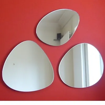 £80.63 • Buy Three Pebble Shaped Acrylic Mirrors, With White Acrylic Backing & Hooks