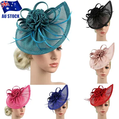 $21.67 • Buy Women Fascinator Hair Clip Feather Headband Wedding Royal Tea Party Flower Hat