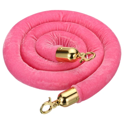 £21.45 • Buy 5 Feet Pink Velvet Stanchion Rope Crowd Control Barrier Rope Golden