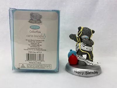 Happy Birthday Bear Balloons Figurine #67713 Russ Berrie Carte Blanche 2004 • $3.39