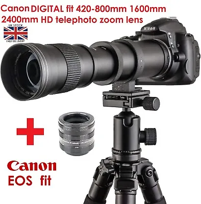 Canon EOS DSLR DIGITAL Fit 420 800mm 1600mm 2400mm Zoom Lens 1000D 2000D 4000D + • £119.99