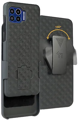 Black Case Cover And Belt Clip Holster For Motorola Moto One 5G Phone (XT2075) • $14.95