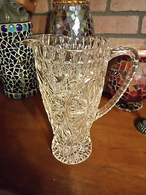 9.5  New Brilliant Style Leaded Crystal Molded Glass Pitcher Heavy 5# • $13.95