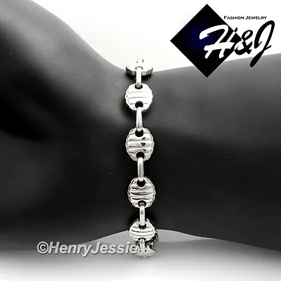 9 MEN's Stainless Steel 9mm Silver Puffed Mariner Link Chain Bracelet*B150 • $12.99