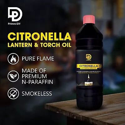 PRIMES DIY Citronella Lamp Oil 1L For Lantern And Torch Oil Outdoors Garden Use • £179.99