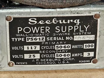 Seeburg Type PS6-1Z Power Supply For Wall-O-Matic 3 Wire System • $40