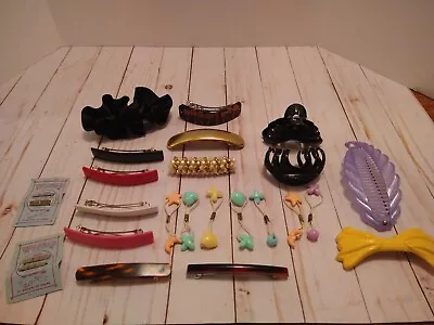 Vintage Lot Of Hair Bow Barrettes Alligator Clips 23 Hair Things  • $12.99