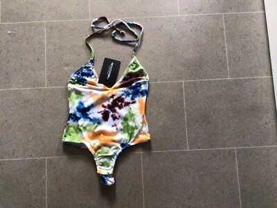 £3.49 • Buy BNWT New   PRETTY LITTLE THING Halterneck Tie Dye Colourful  Bodysuit  6 Low P&P