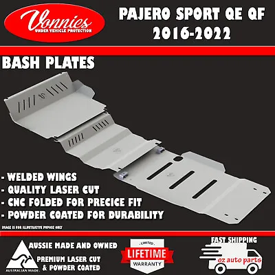 $269.10 • Buy 3pcs HD Bash Plate Mitsubishi QE/QF Pajero Sport 2015-21 Rad-trans Platinum Grey