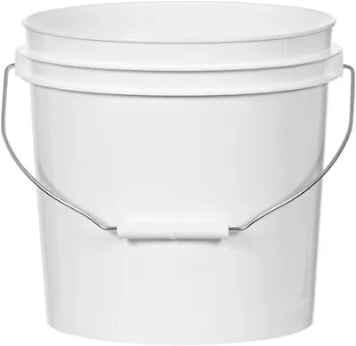 ATERET 1 Gallon White Bucket & Lid - Durable 55 Mil All Purpose Pail -Food Grade • $33.90