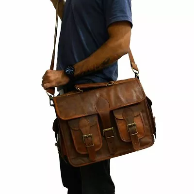 New Men Genuine Briefcase Messenger Handmade Leather Business Bag Laptop • $80.25