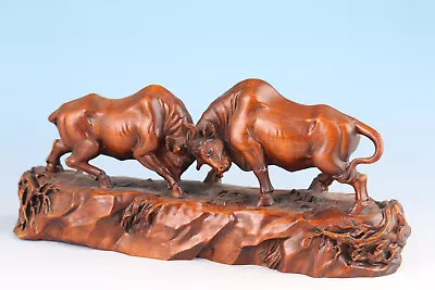 £199 • Buy Chinese Old Boxwood Hand Carved Ox Statue Figure Collectable