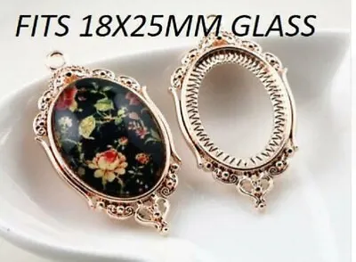 £1.80 • Buy 4 X Rose Gold Oval Cabochon Pendant Cameo SETTING   Fits 18x25mm