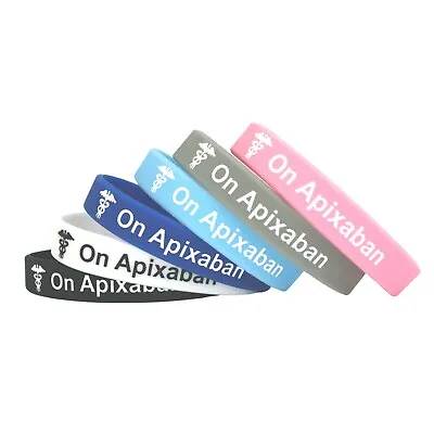 On Apixaban Medical Alert Wristbands ID Bracelets Silicone Bands Mens Ladies • £5.99