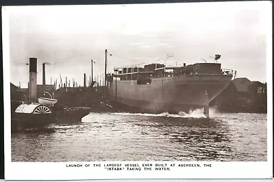 1910 Real Photo Postcard  Launch Of The Largest Vessel Ever Built In Aberdeen  • £15