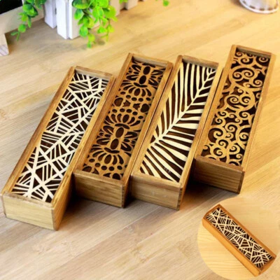 £2.94 • Buy Storage Box Makeup Wooden Hollow Creative Drawer Jewelry 4 Styles Pencil Case