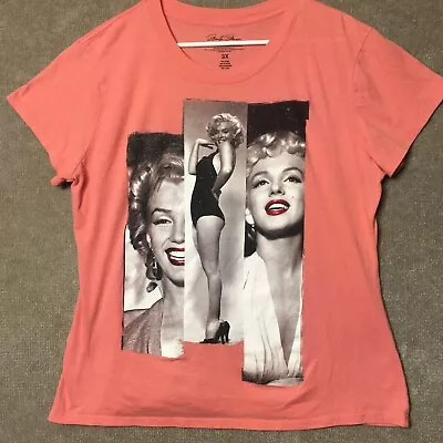 Marilyn Monroe T Shirt Womens 3XL Peach/Pink Graphic Crew Neck Pullover Casual • $17.85