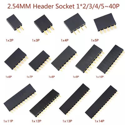 £1.67 • Buy Pin Header Socket Female 2.54mm Pitch Connector Strip 2/3/4/5/6/7~40P Single Row