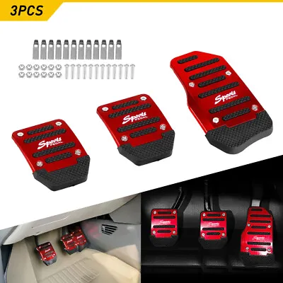 Red Non-Slip Manual Gas Brake Foot Pedal Pad Cover Car Accessories Parts 3Pcs US • $10.44