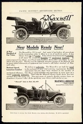 MAXWELL Auto Car Ad 1910 Models E-11 And EA • $8.95