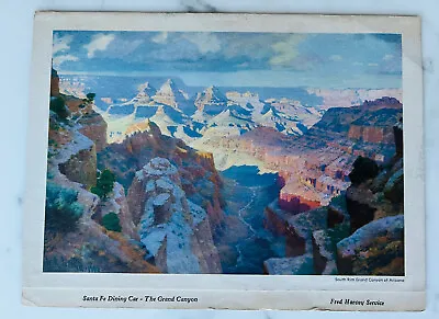 $25 • Buy Vtg Menu Fred Harvey Sante Fe Dining Car - Grand Canyon National Park AZ Train
