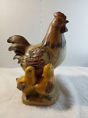 Vintage Farmhouse Rooster Hen Chicks Resin Distressed Look Figurine 7  • $25