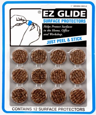 $7.45 • Buy EZ Glide 1  Brown Circle Surface Protectors Helps Protect Home Office Wood Floor