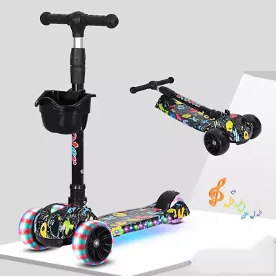 3 Wheel Kids Scooter Child Kick Flashing Led Light Up Push Adjustable Xmas Gift • £21.46